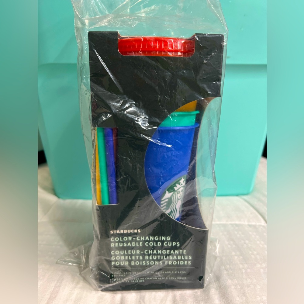 New in box Starbucks Reusable Color Changing Cold Cups (5 Pieces)